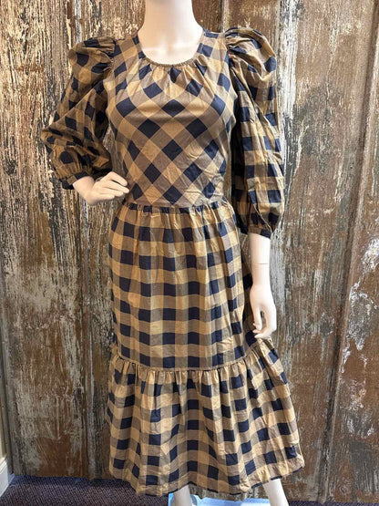 SummerSalt Size extra small Navy/Brown Check Dress