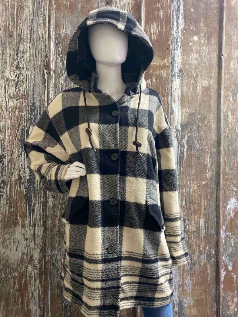 Ralph Lauren Size Medium Black/White Plaid Coat