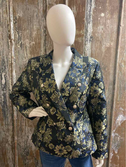 Venus Size 14 (Large) Blue/Gold Print Blazer