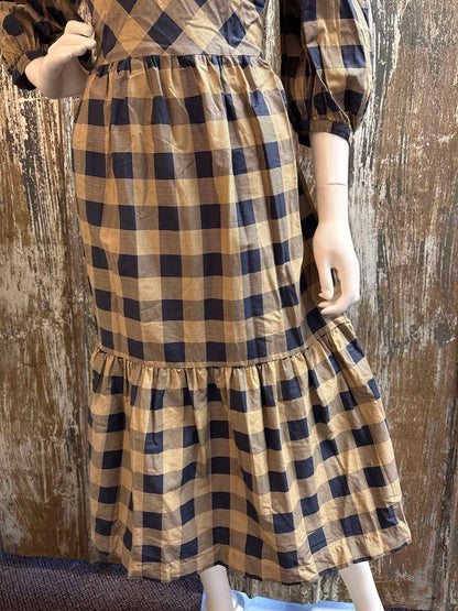SummerSalt Size extra small Navy/Brown Check Dress
