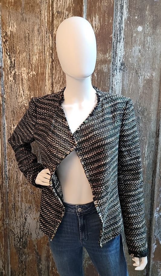 Loft Size 6 (Small) Black & Green Tweed Jacket