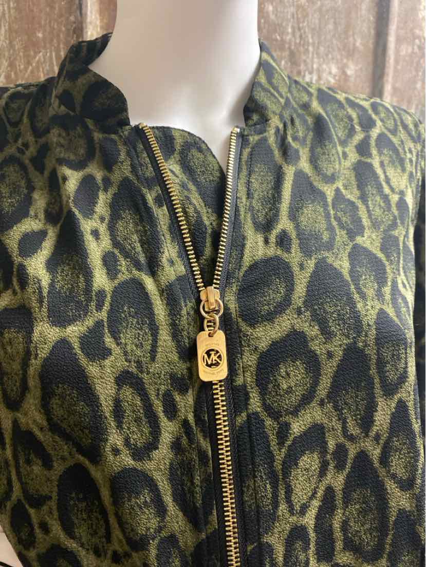 Michael Kors Size Medium Green Animal Print Jacket