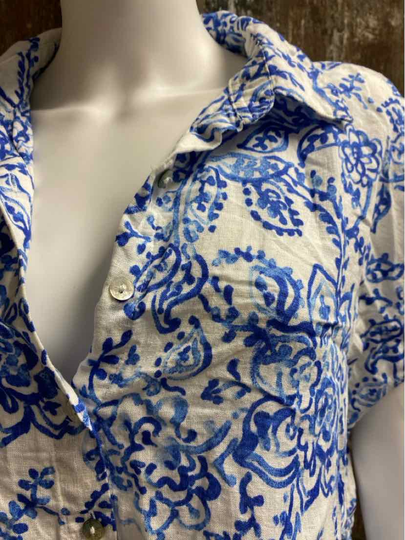 Caroline Constas Size Large Blue & White Two Piece Set