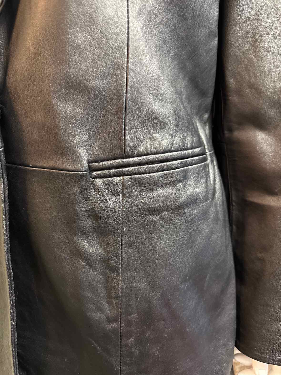 Denim & Co. Size Large Black Leather Jacket