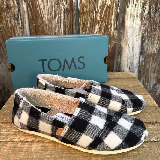 Toms 6 Black plaid Shoes