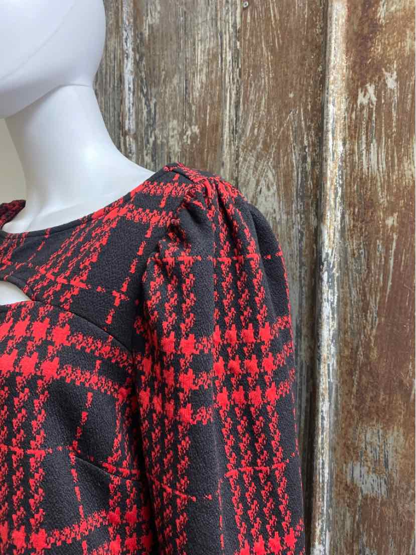 New York & Company Size Large Red Plaid Dress