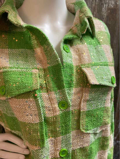 Dolce Cabo Size Medium Green Plaid tops