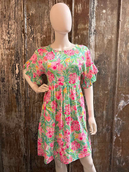 Lilly Pulitzer Size extra small Pink & Green Floral Print Dress