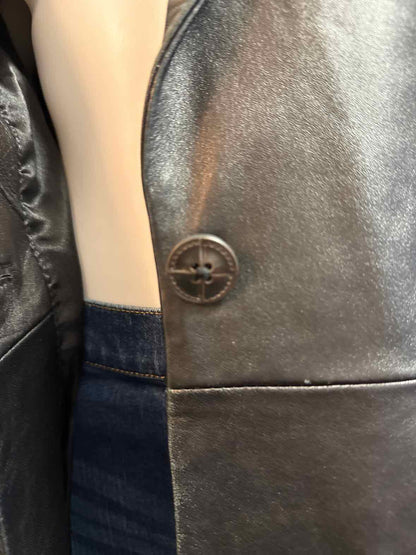 Denim & Co. Size Large Black Leather Jacket