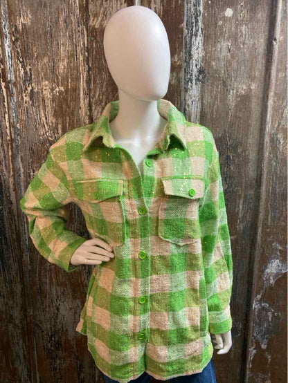 Dolce Cabo Size Medium Green Plaid tops
