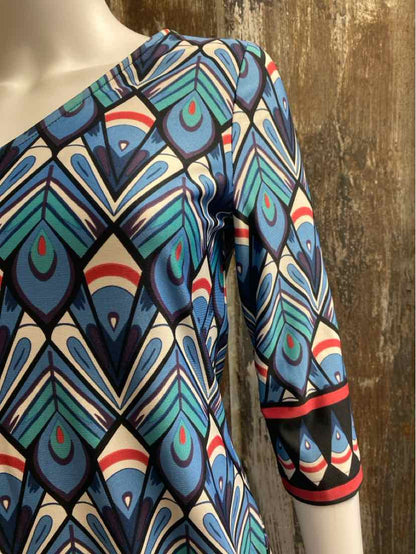 Tracy Negoshian Size Medium Blue Print Dress