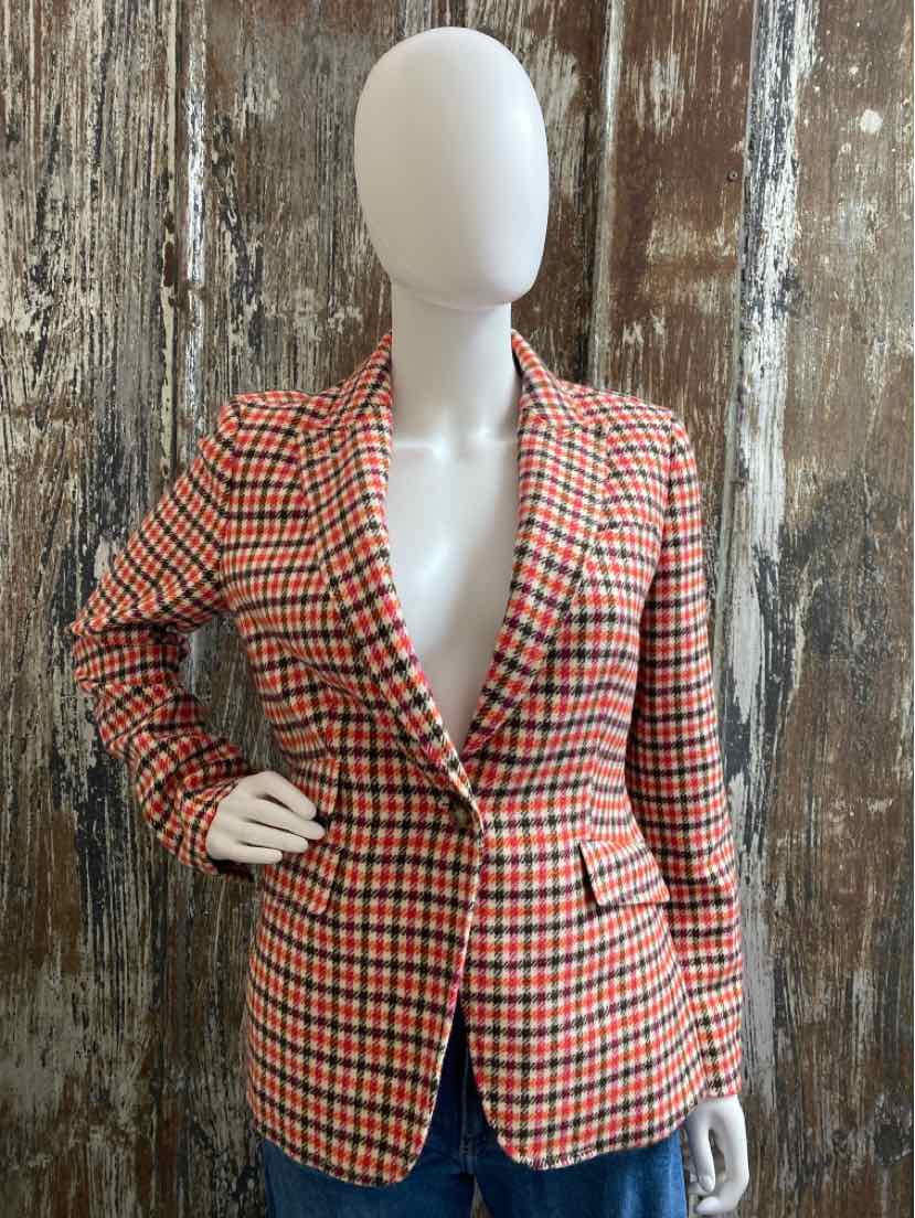 Talbot's Size 4 (Small) Orange Plaid Blazer