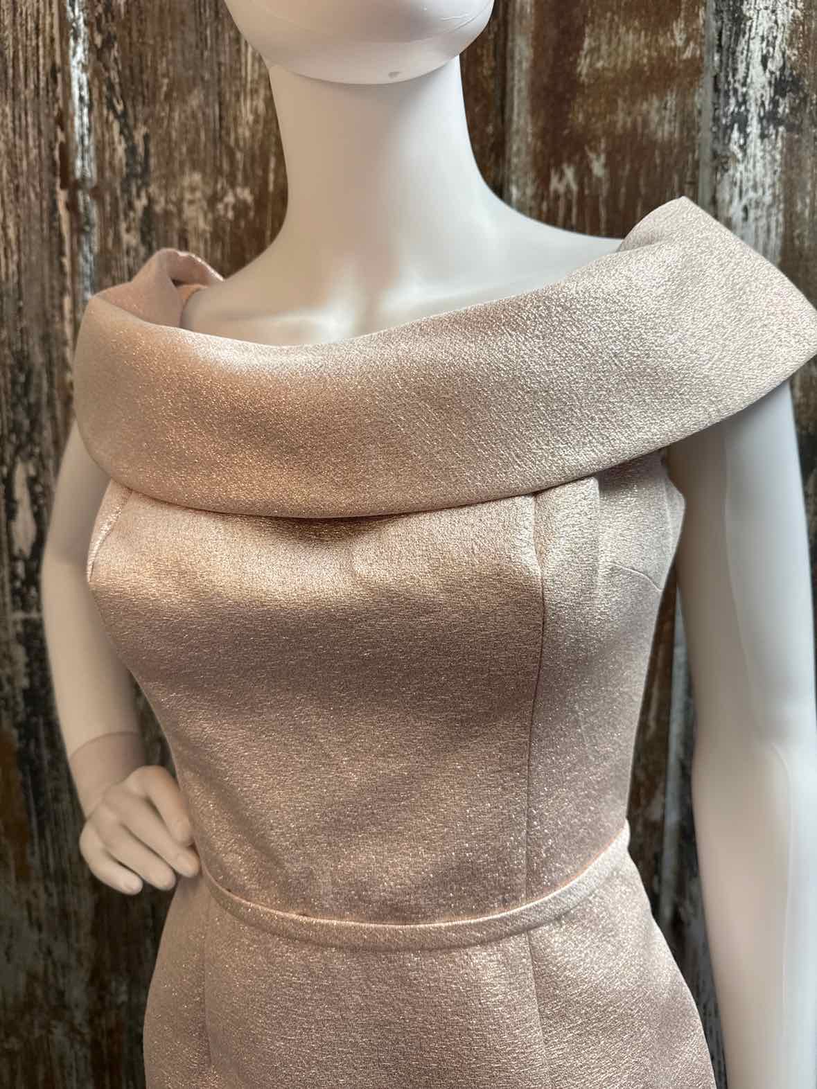 Teri Jon Size 4 (Small) Rose Gold Metallic Dress