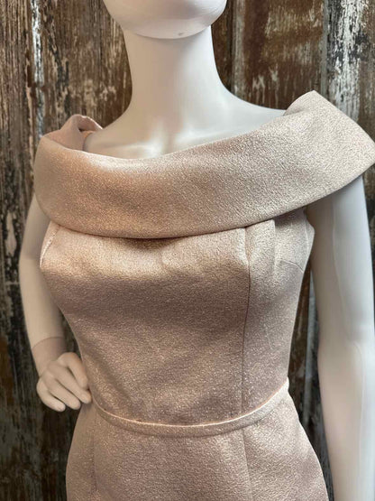 Teri Jon Size 4 (Small) Rose Gold Metallic Dress
