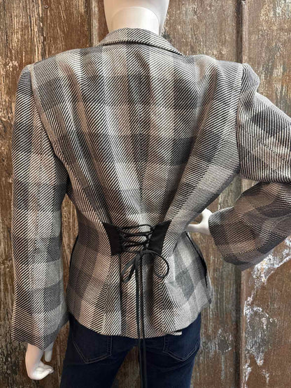 Armani Collezioni Size 12 (Large) Black plaid Blazer