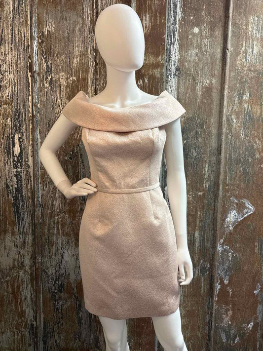 Teri Jon Size 4 (Small) Rose Gold Metallic Dress