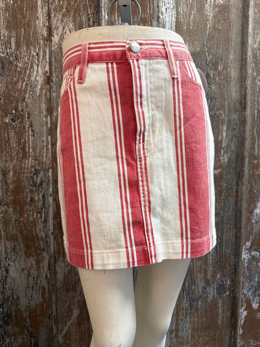 Frame Size 0 Red & White Skirt