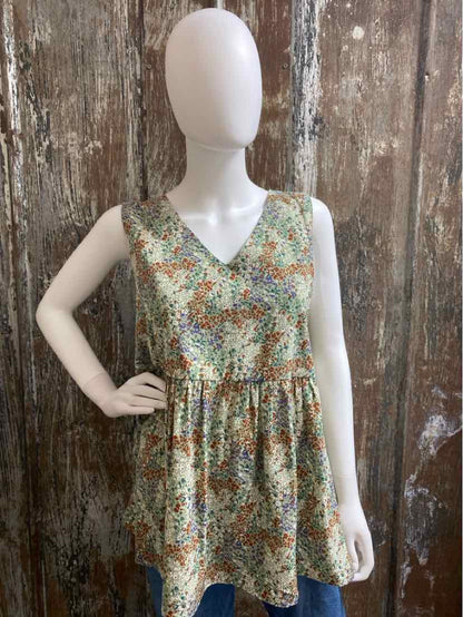 Cotton Bleu Size Extra Large Green floral print tops