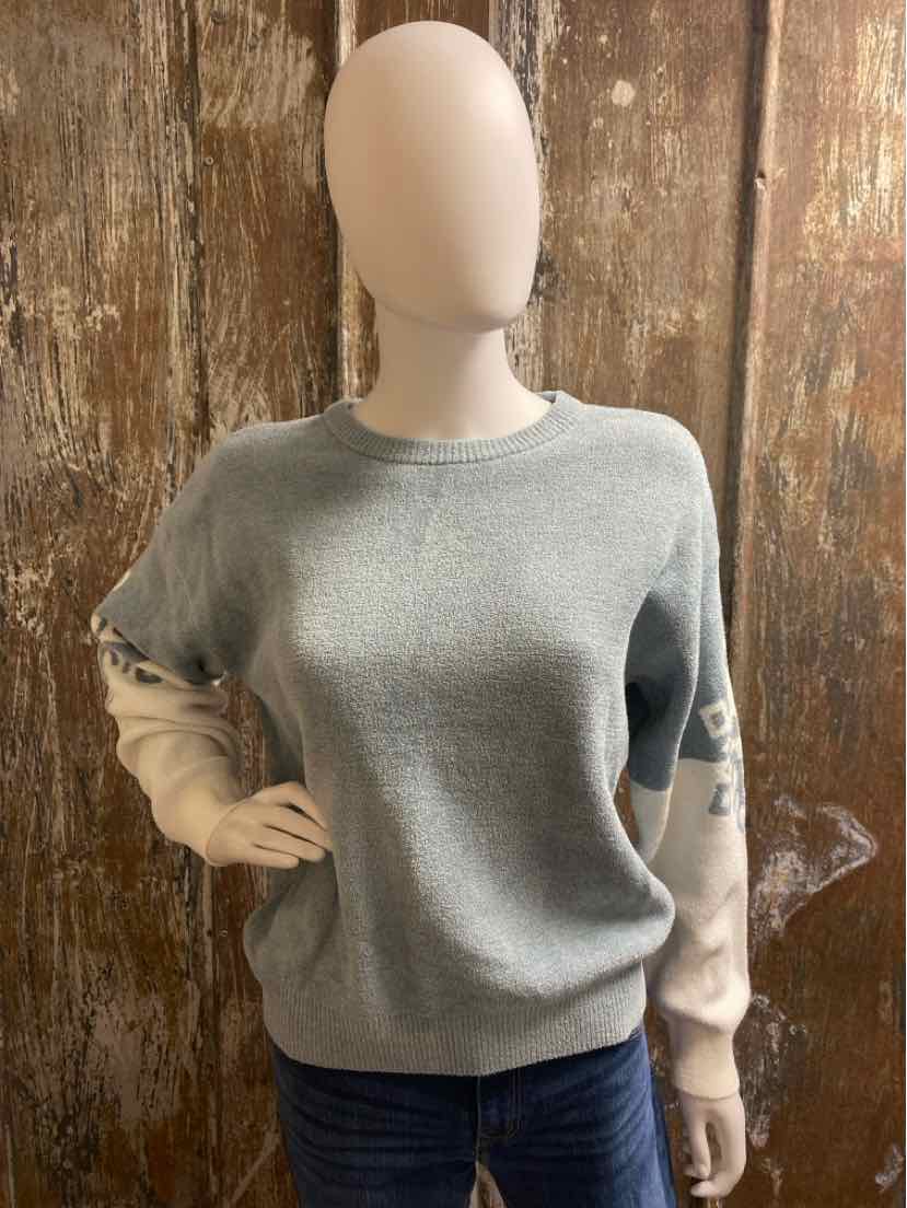 Barefoot Dreams Size small Blue & White Sweater