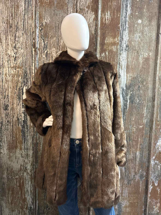Dennis Basso Size small Brown Faux Fur Coat