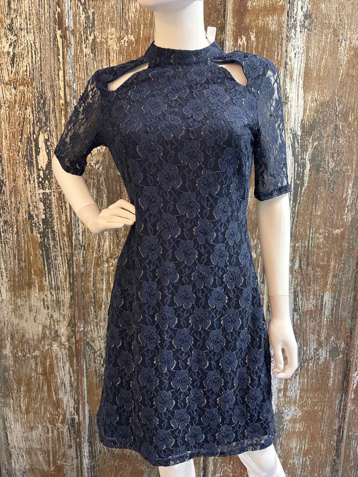Yuni Los Angeles Size 12 (Large) Blue Lace Dress