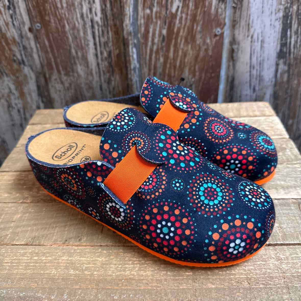 Scholl 8 Blue & Orange Print Shoes