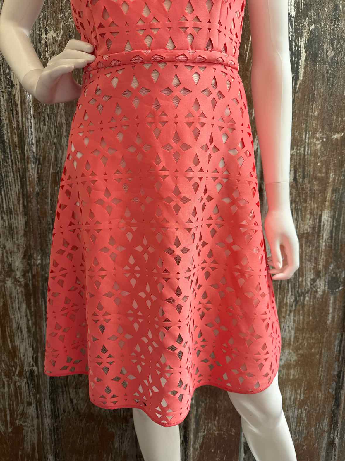 Adrianna Papell Size 10 Petite (Medium) Coral Dress
