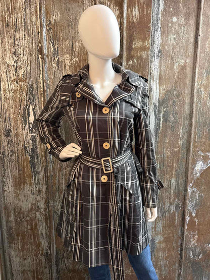 BeanPole Size Medium Black plaid Trenchcoat
