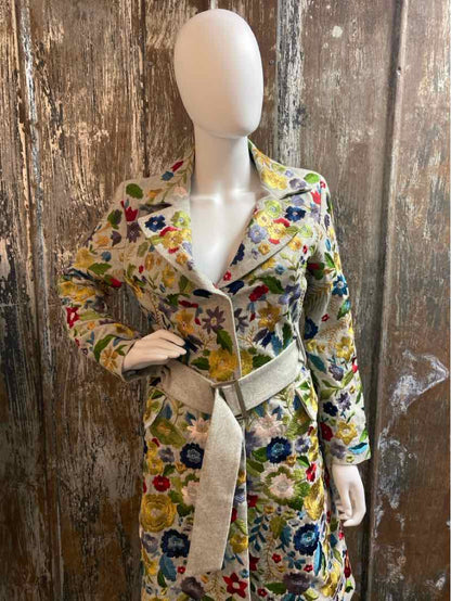 Biya by Johnny Was Size small Multi Color Floral Trenchcoat