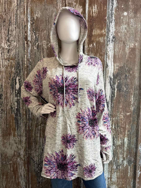 CJ Banks Size 1X Purple/Gray Floral tops