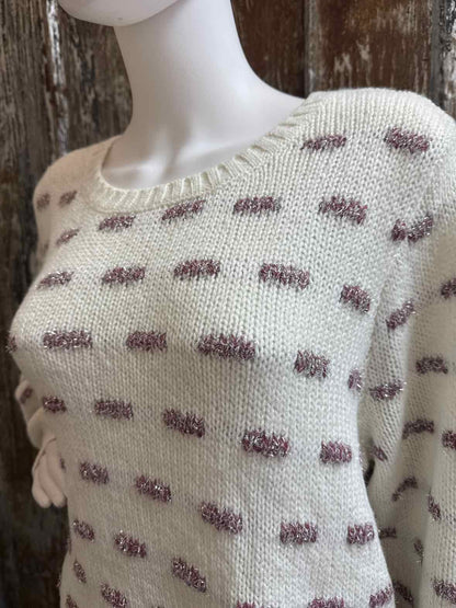 CJ Banks Size 1X White/Pink Sweater