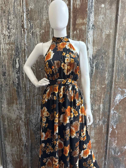 Lulus Size Extra Large Orange/Black Floral Dress