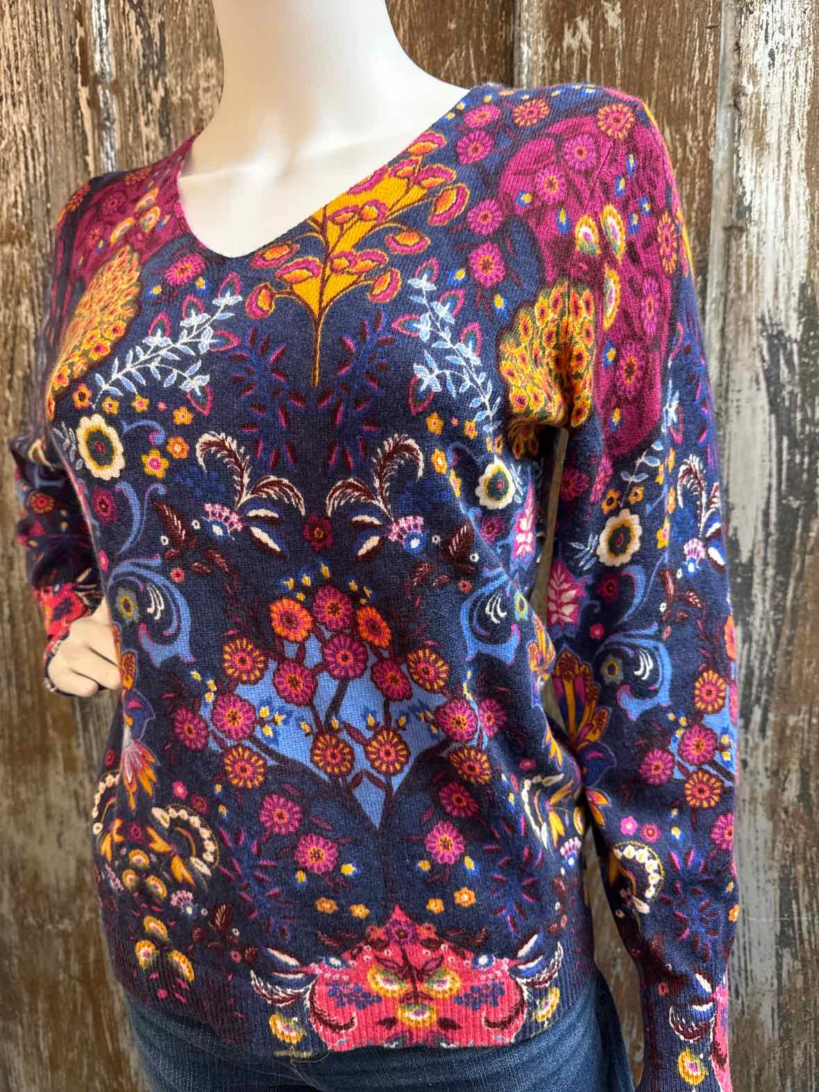 Talbots Size Medium Petite Multi color Blue Sweater