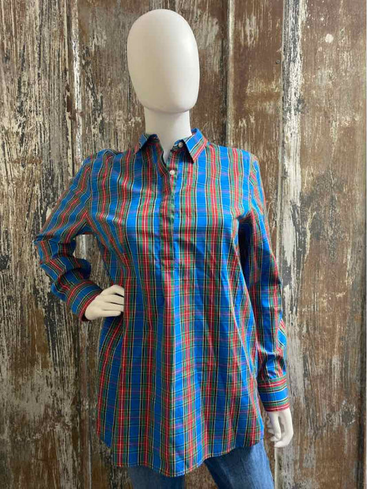 Lands End Size 8 (Medium) Blue Plaid tops