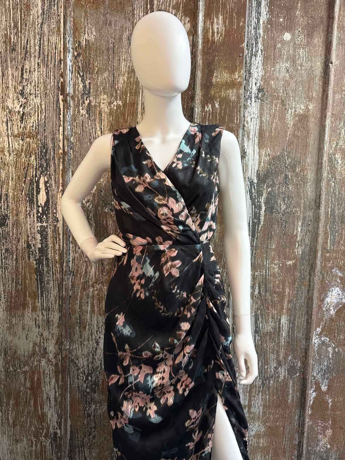 Joseph Ribkoff Size 6 (Small) Black Floral Print Dress